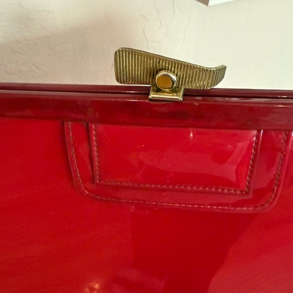 Vintage Red Patent Leather Handbag 10.5 X 13.5 - Picture 4 of 17